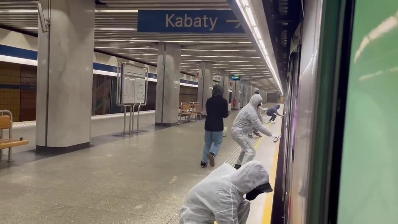 Вандалы разрисовали поезд метро в Варшаве