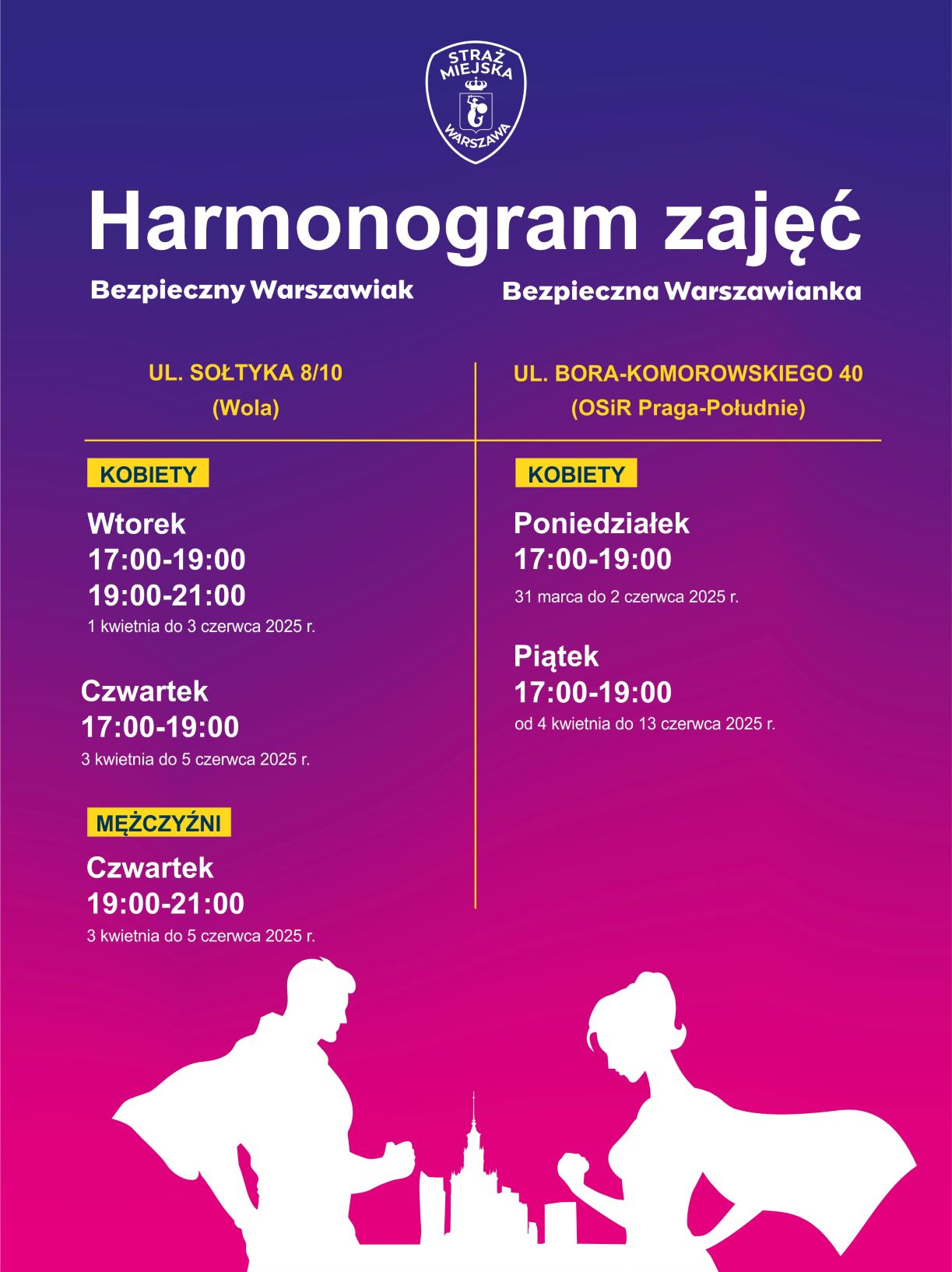harmonogram zajec samoobrona
